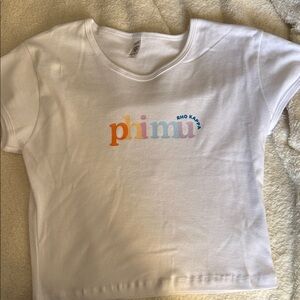 Phi Mu Rho Kappa White Tee with Rainbow Logo